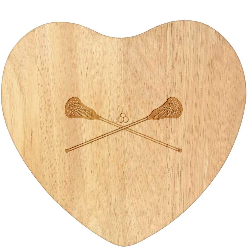 'Lacrosse Sticks' Wooden Heart Shaped Chopping  / Cutting Board (WB00052294)