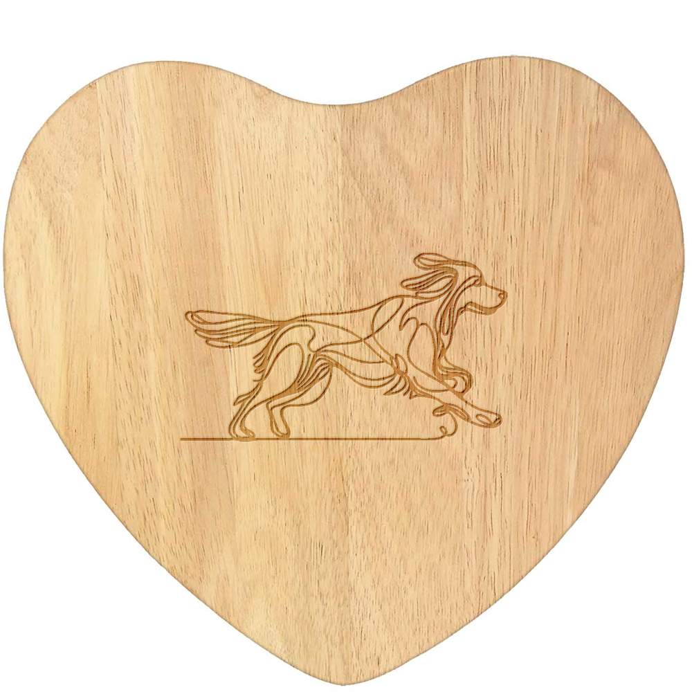 'Running Dog Doodle' Wooden Heart Shaped Chopping  / Cutting Board (WB00089624)