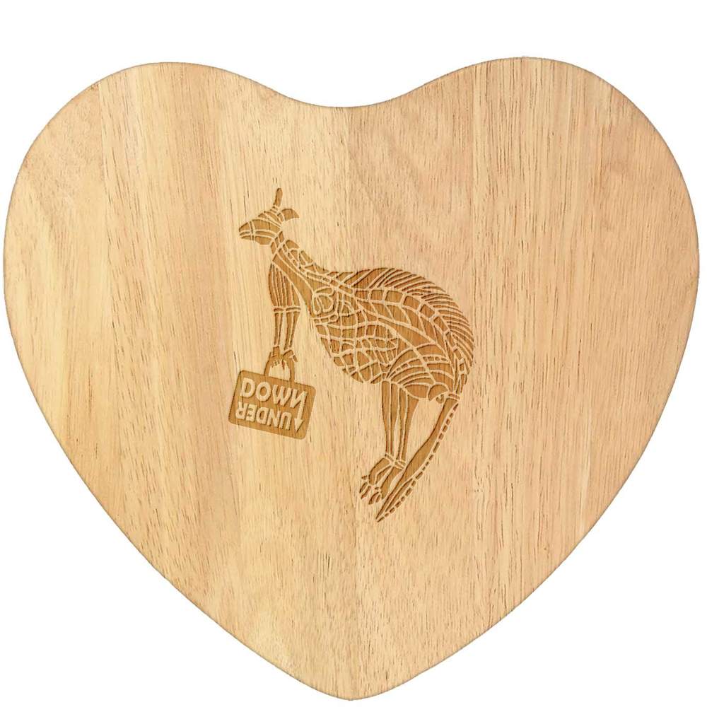 'Australia Holiday Kangaroo' Wooden Heart Shaped Chopping  / Cutting Board (WB00089660)