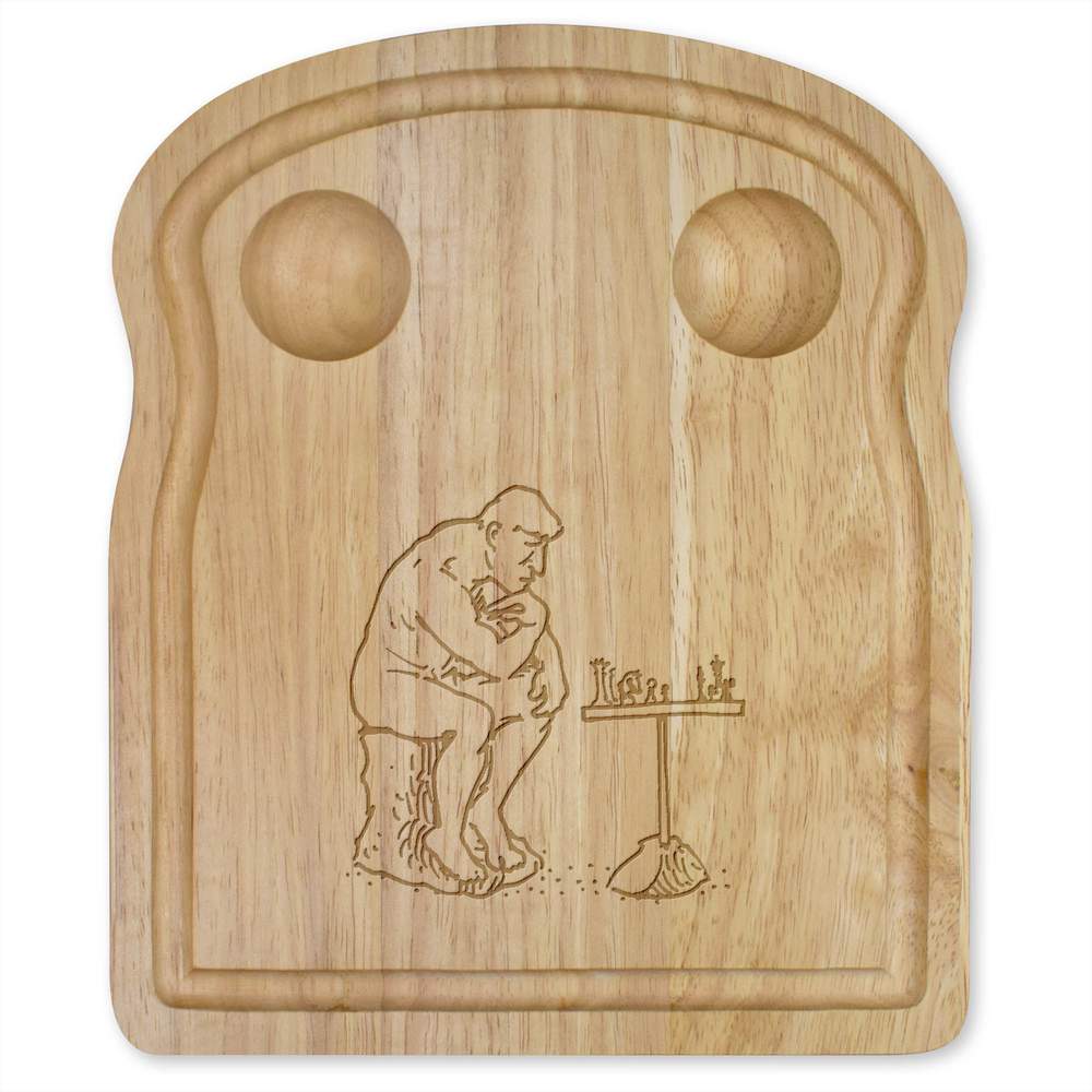 'Statue Playing Chess' Wooden Breakfast Board (WB00031215)