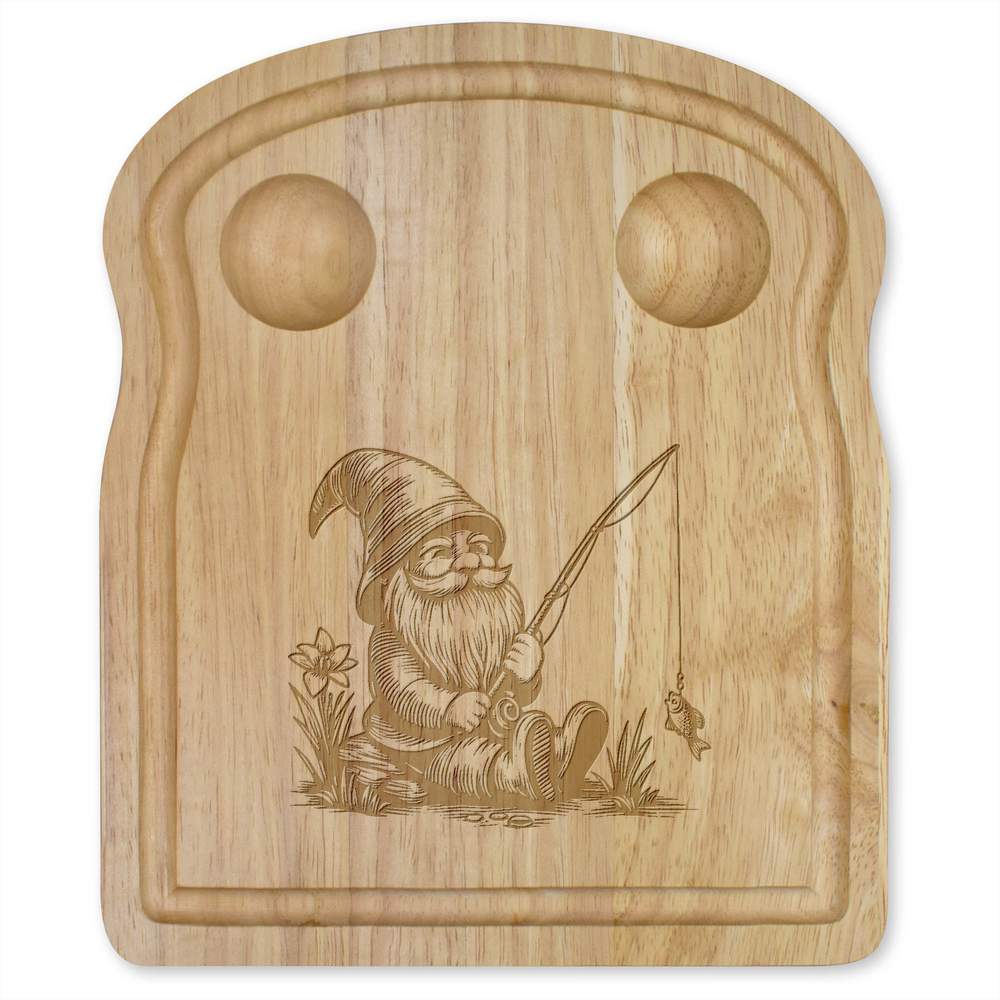 'Garden Gnome With Fishing Rod' Wooden Breakfast Board (WB00079163)