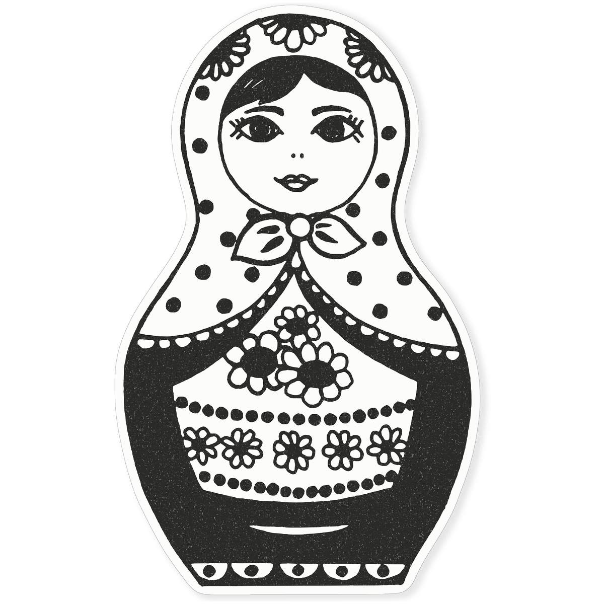 Large 460mm 'Matryoshka Doll' Clear Static Window Cling Sticker / Decal (Black) (WC00004464)