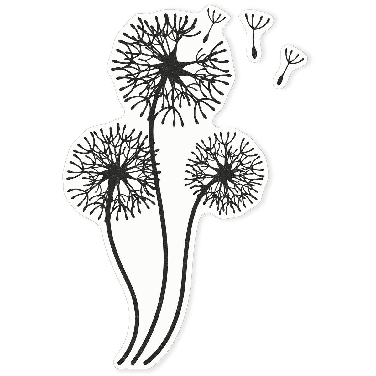 'Dandelion Clocks' Static Window Cling - Black, 46cm - Reusable Removable Static Cling Decal for Mirrors, Glass Doors and Cars (WC00060678)