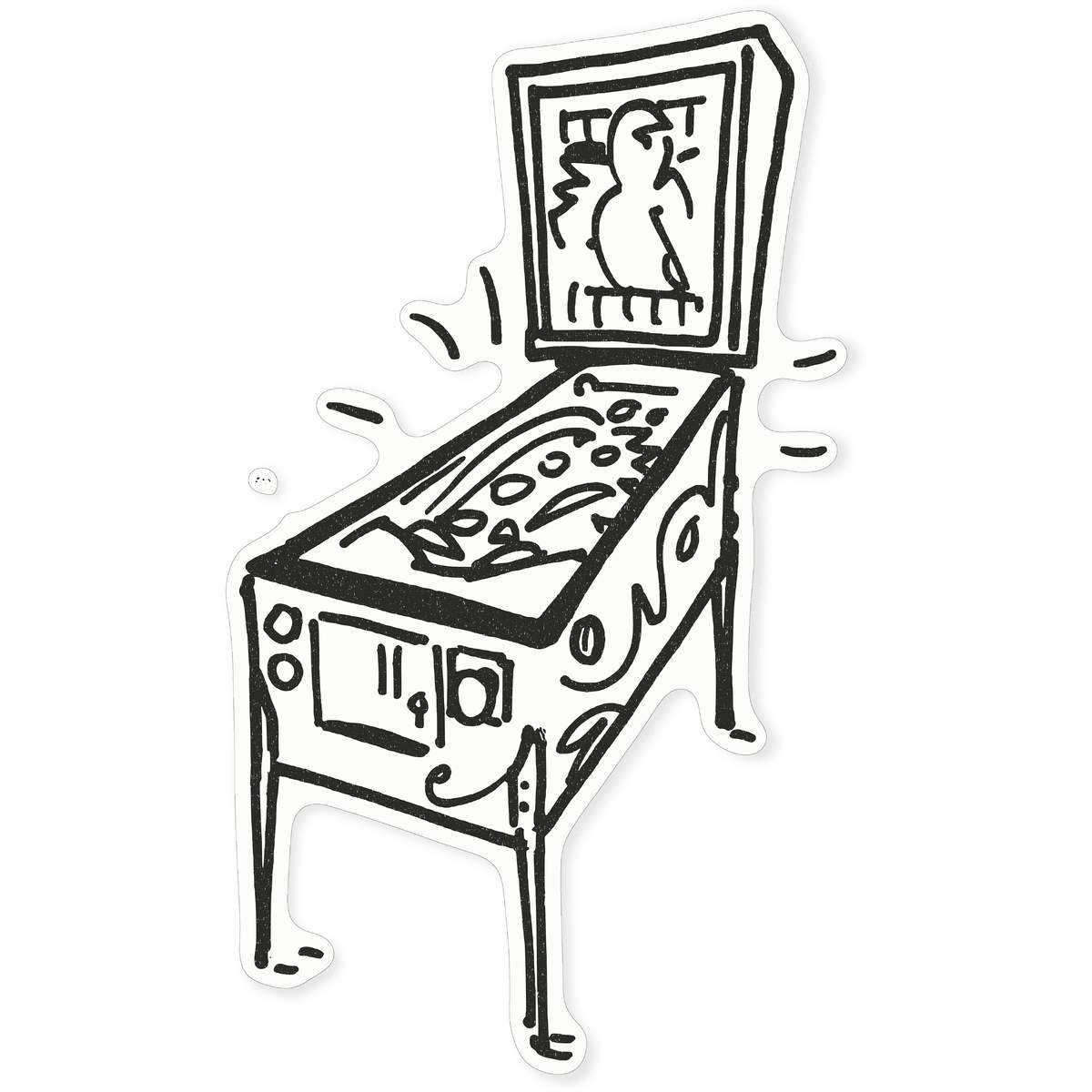 Large 460mm 'Pinball Machine' Clear Static Window Cling Sticker / Decal (Black) (WC00068352)