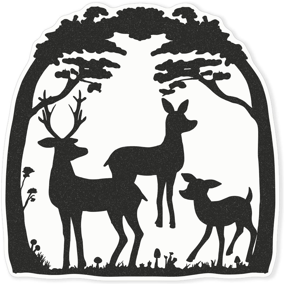 Large 460mm 'Deer In The Forest' Clear Static Window Cling Sticker / Decal (Black) (WC00090677)
