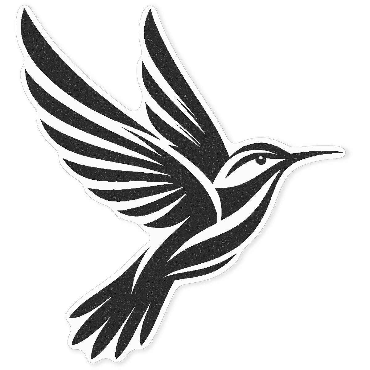 Large 460mm 'Graceful Hummingbird' Clear Static Window Cling Sticker / Decal (Black) (WC00106673)