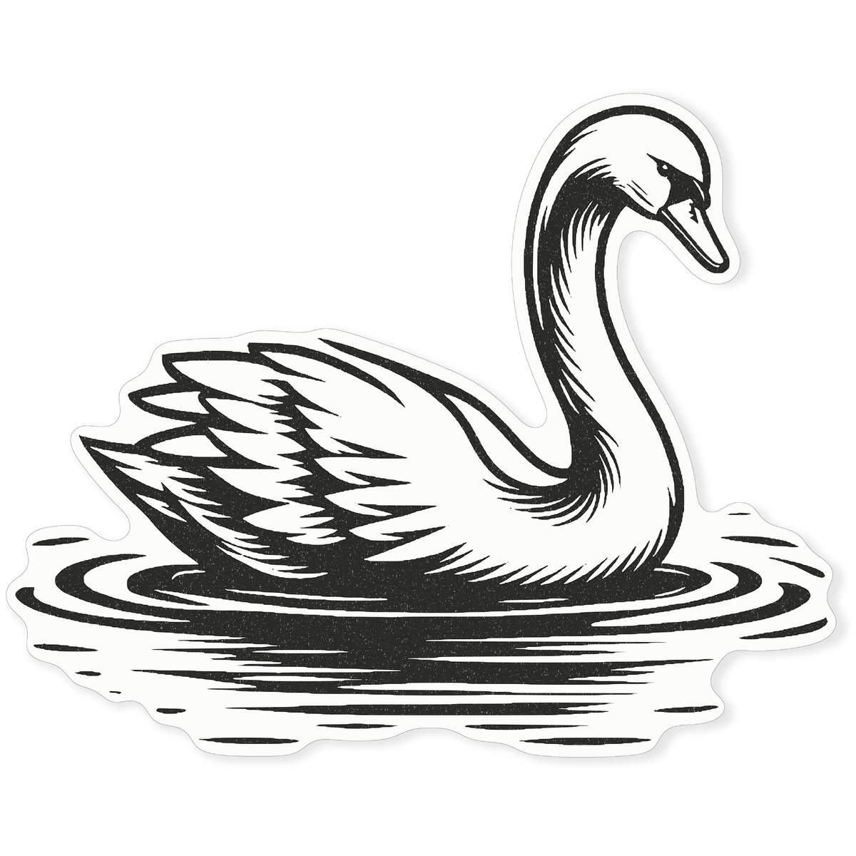 Large 460mm 'Graceful Swan' Clear Static Window Cling Sticker / Decal (Black) (WC00106835)