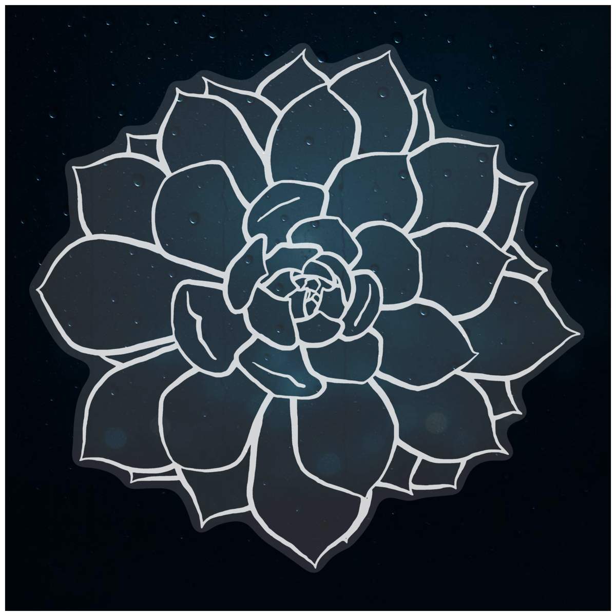 Large 460mm 'Succulent Plant' Clear Static Window Cling Sticker / Decal (White) (WC00022413)