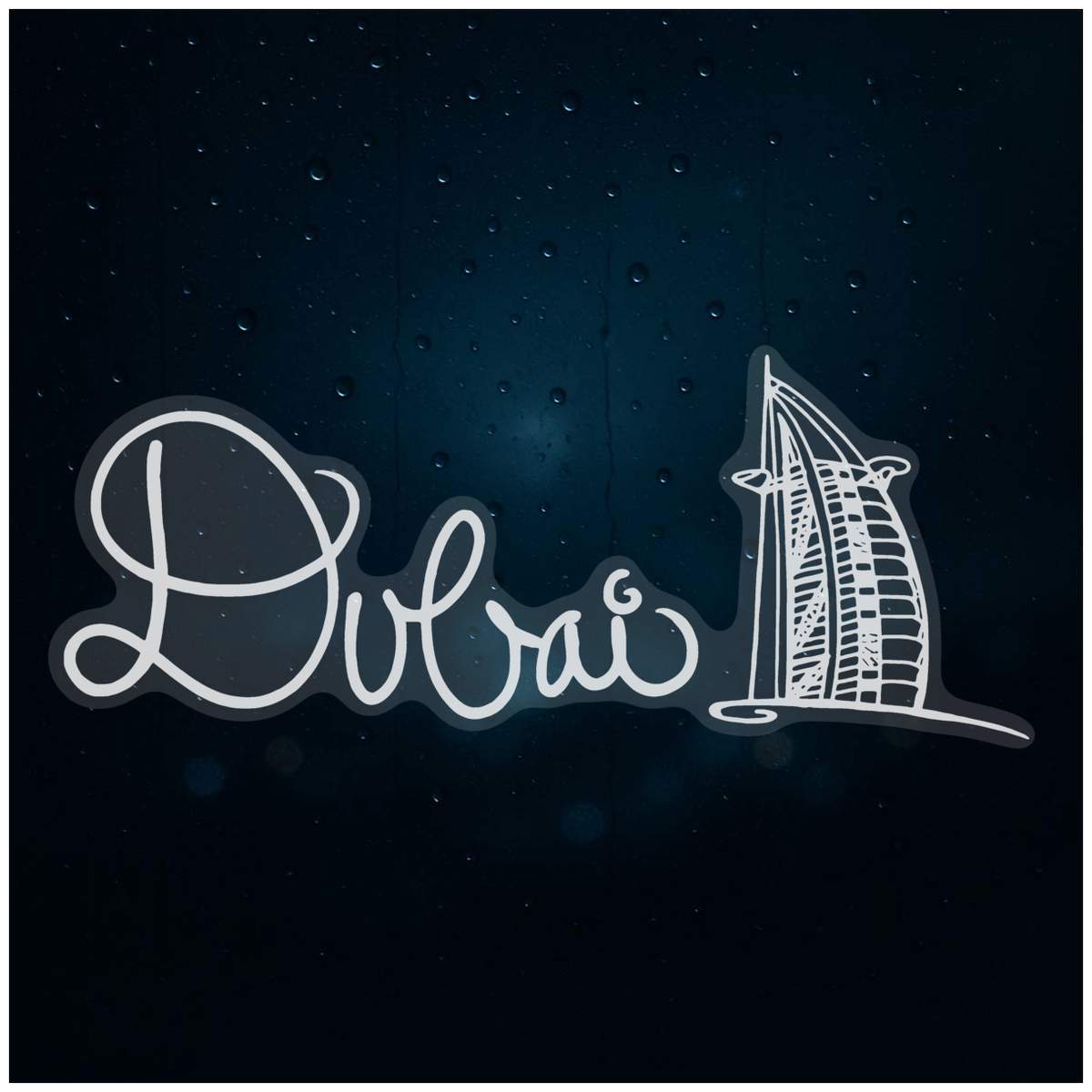 Large 460mm 'Dubai Text' Clear Static Window Cling Sticker / Decal (White) (WC00026205)