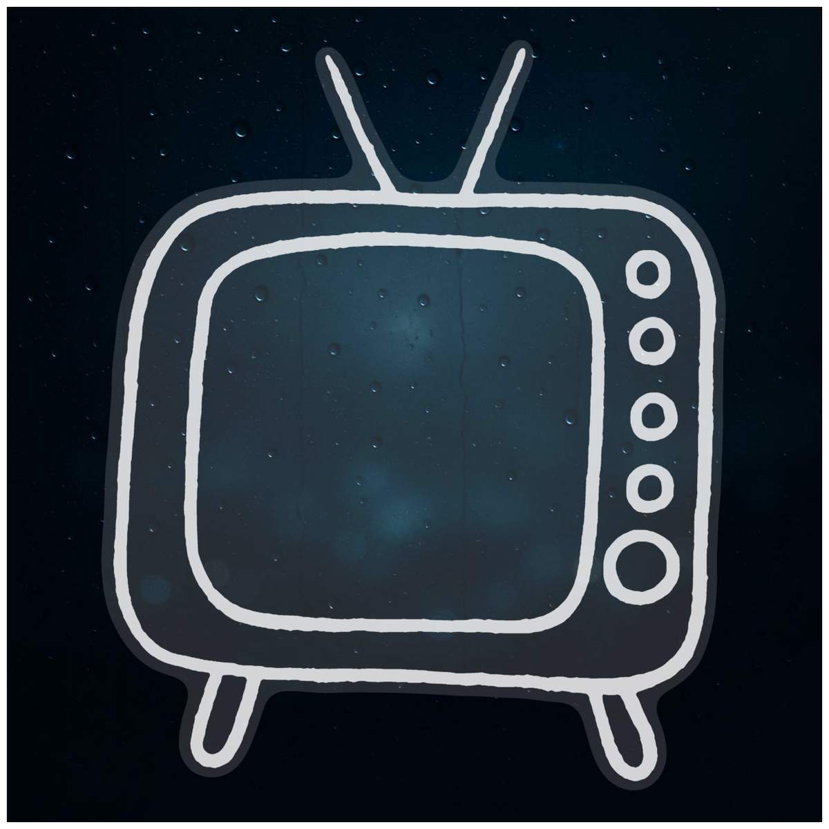 'Retro TV' Static Window Cling - White, 46cm - Reusable Removable Static Cling Decal for Mirrors, Glass Doors and Cars (WC00028221)