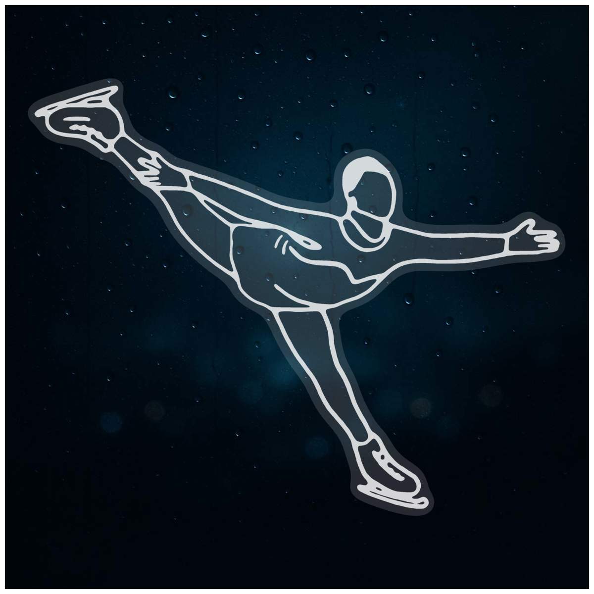 Large 460mm 'Figure Skater' Clear Static Window Cling Sticker / Decal (White) (WC00037209)
