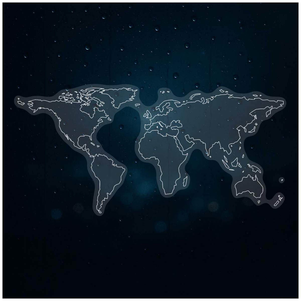 Large 460mm 'World Map' Clear Static Window Cling Sticker / Decal (White) (WC00063285)