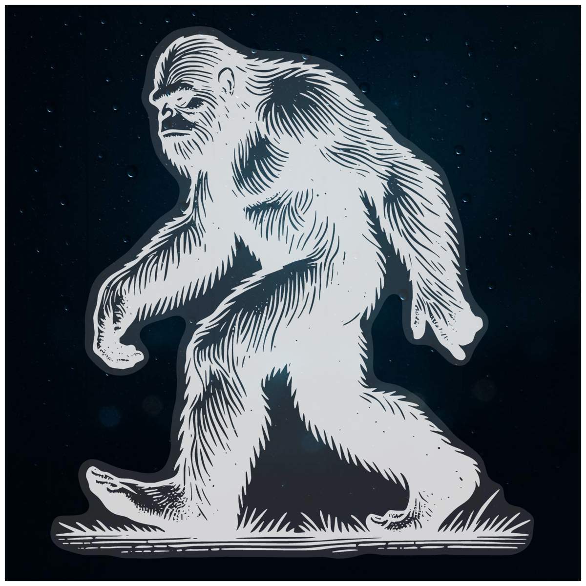 'Bigfoot Walking' Static Window Cling - White, 46cm - Reusable Removable Static Cling Decal for Mirrors, Glass Doors and Cars (WC00101372)