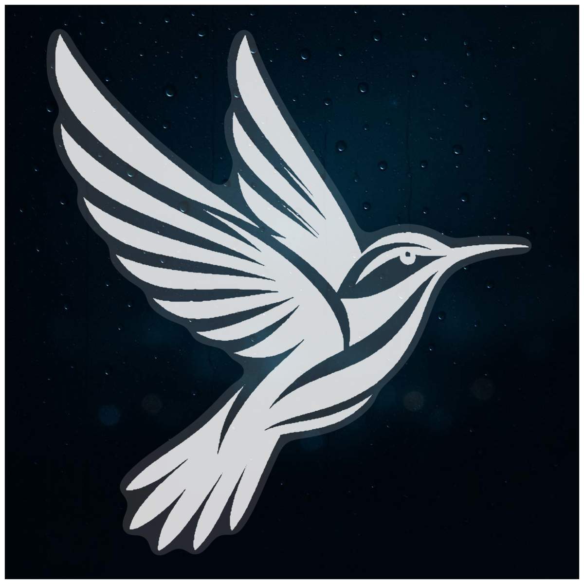Large 460mm 'Graceful Hummingbird' Clear Static Window Cling Sticker / Decal (White) (WC00106670)