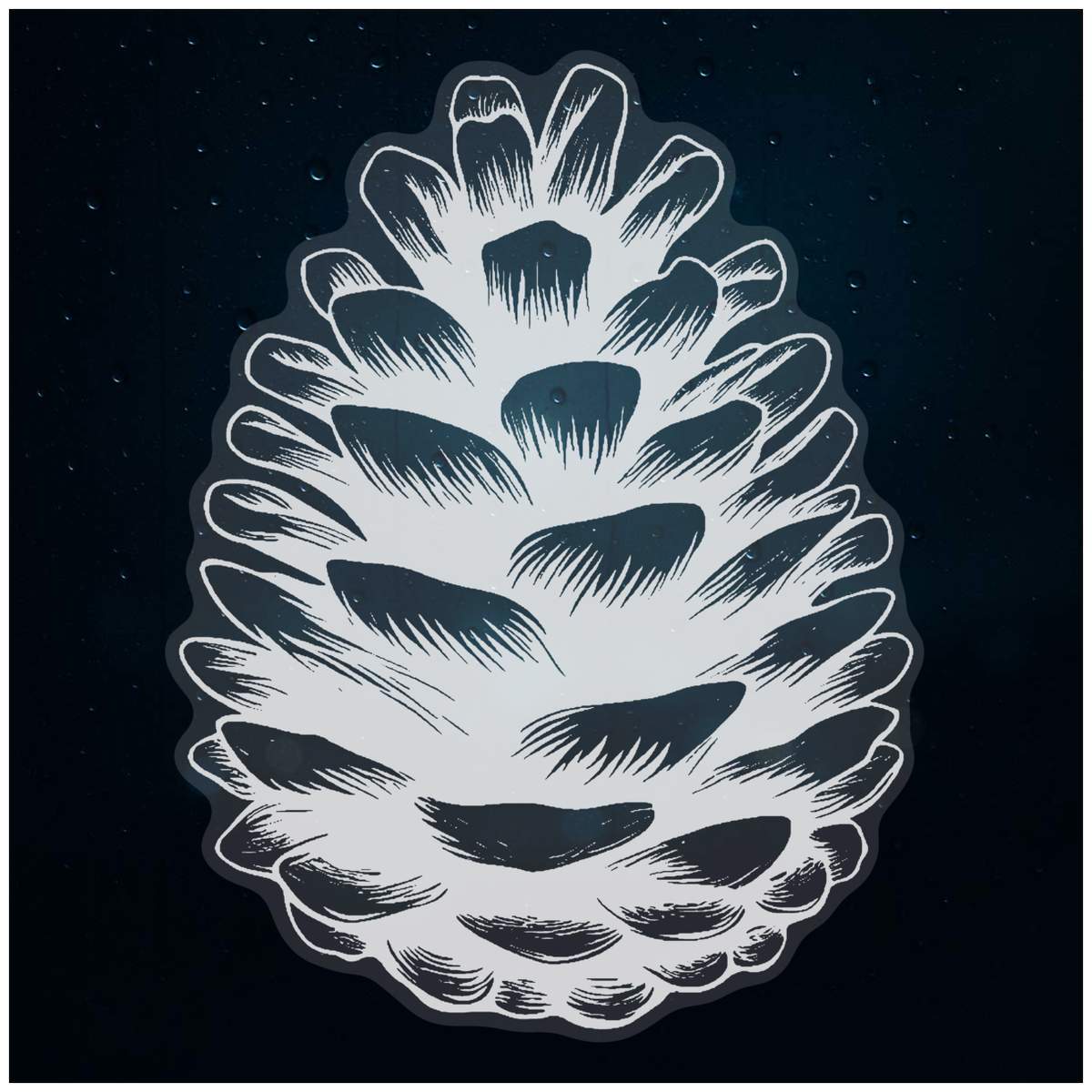 'Single Pine Cone ' Static Window Cling - White, 46cm - Reusable Removable Static Cling Decal for Mirrors, Glass Doors and Cars (WC00121982)