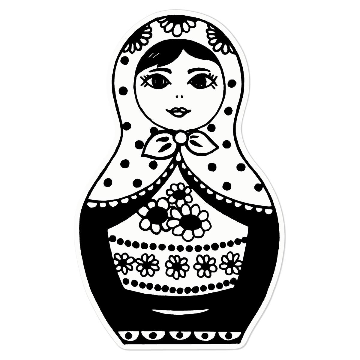Medium 210mm 'Matryoshka Doll' Clear Static Window Cling Sticker / Decal (Black) (WC00004463)