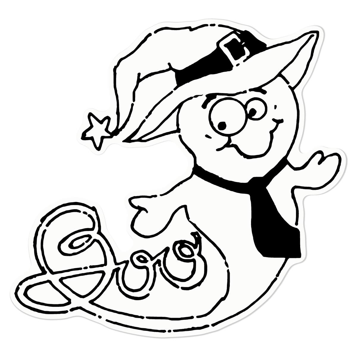 Medium 210mm 'Boo Ghost' Clear Static Window Cling Sticker / Decal (Black) (WC00029417)