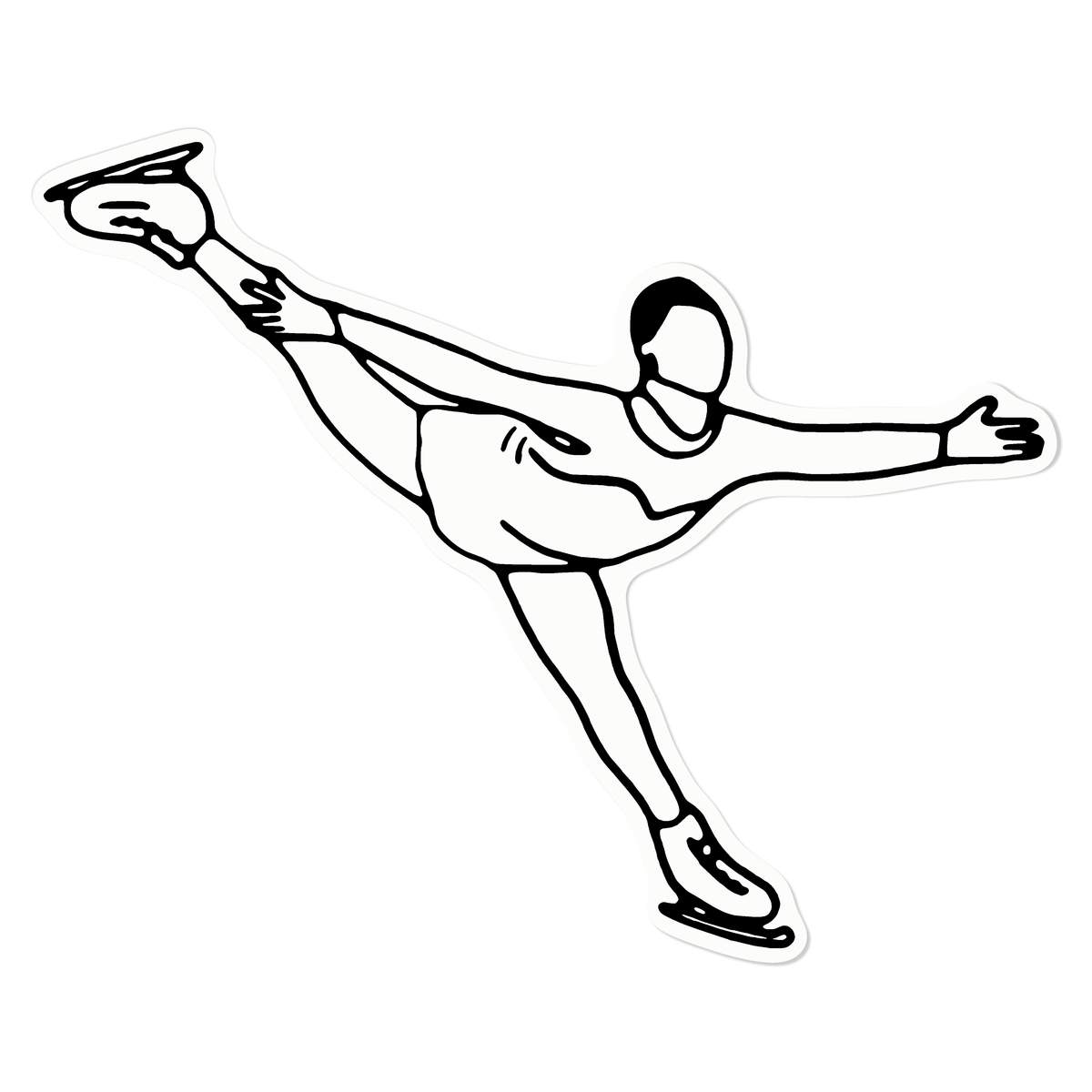 Medium 210mm 'Figure Skater' Clear Static Window Cling Sticker / Decal (Black) (WC00037211)
