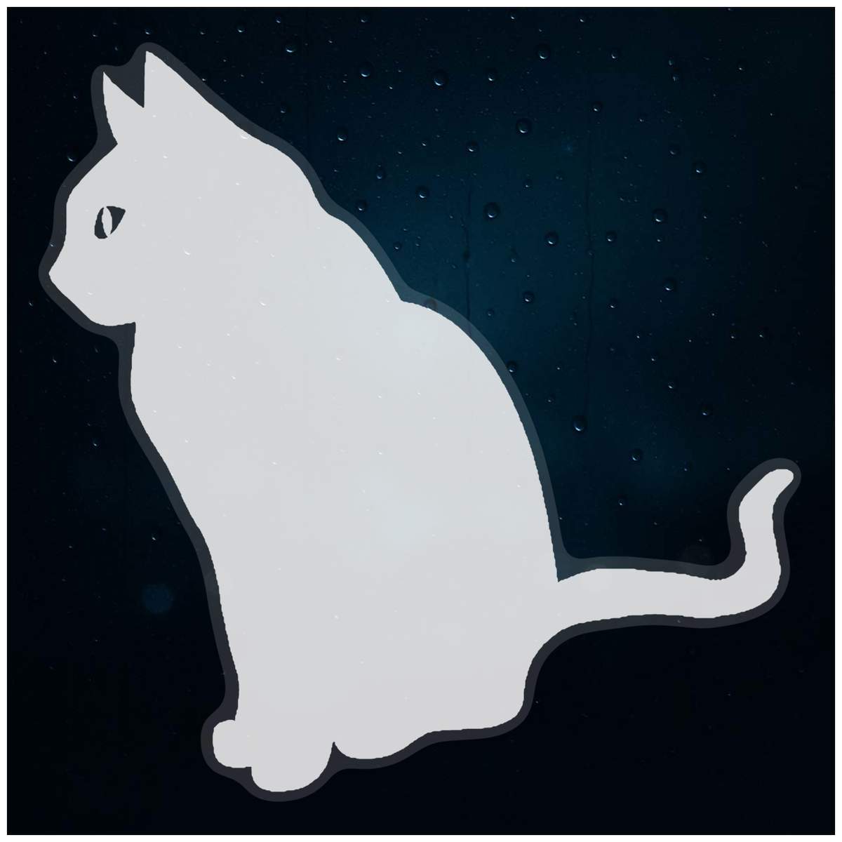 'Cat' Static Window Cling - White, 21cm - Reusable Removable Static Cling Decal for Mirrors, Glass Doors and Cars (WC00005078)