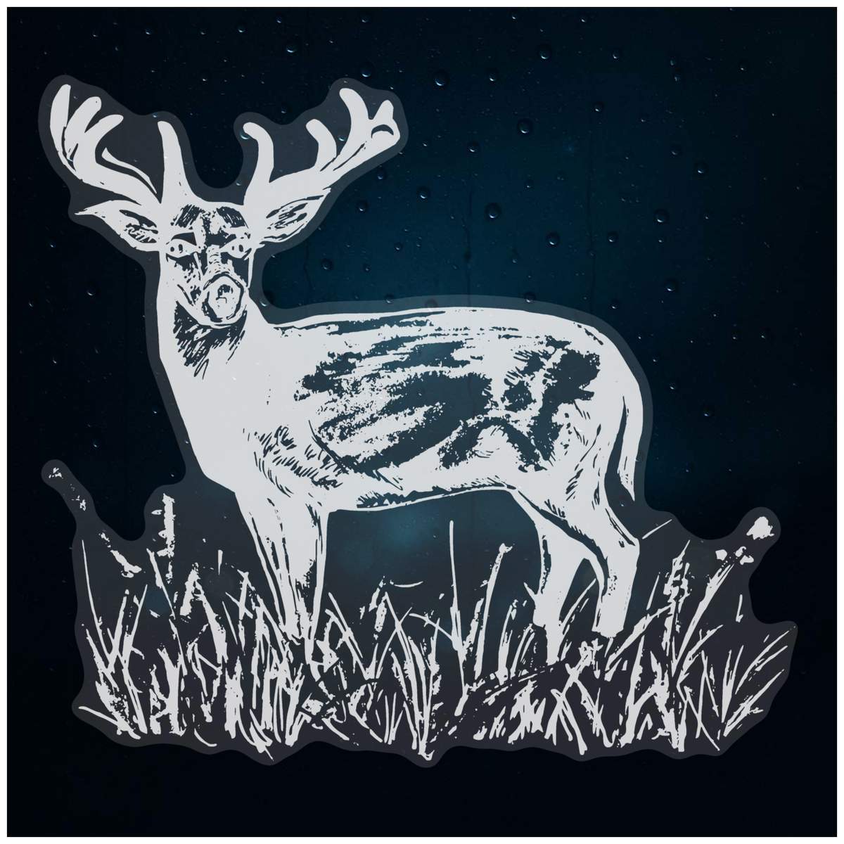 Medium 210mm 'Deer In Grass' Clear Static Window Cling Sticker / Decal (White) (WC00027464)