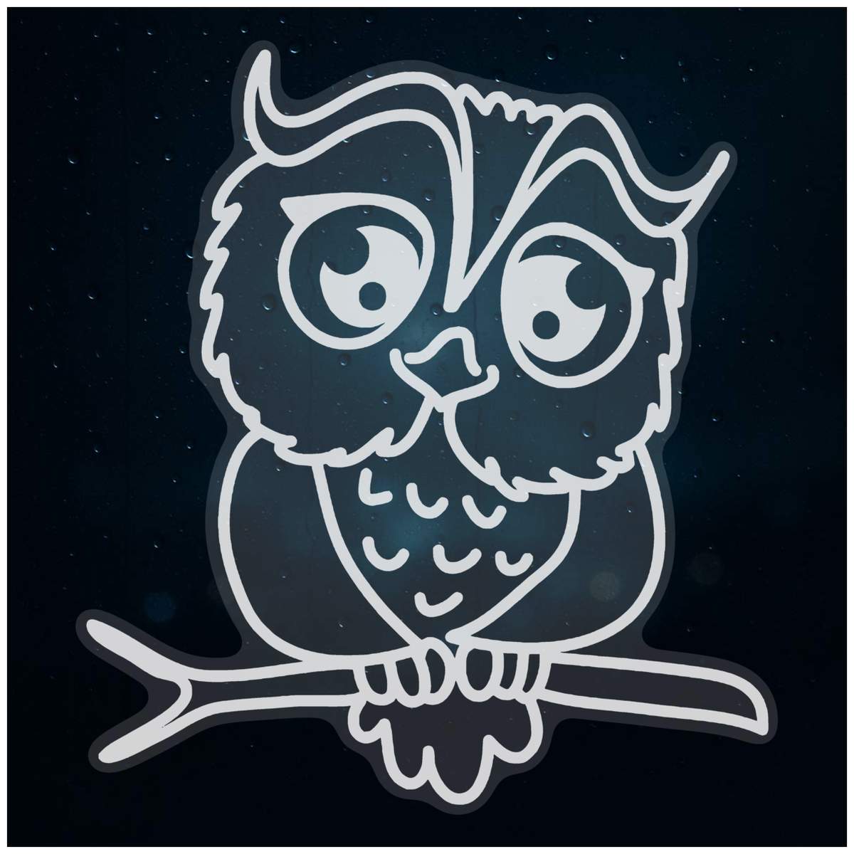 'Cute Owl' Static Window Cling - White, 21cm - Reusable Removable Static Cling Decal for Mirrors, Glass Doors and Cars (WC00032216)