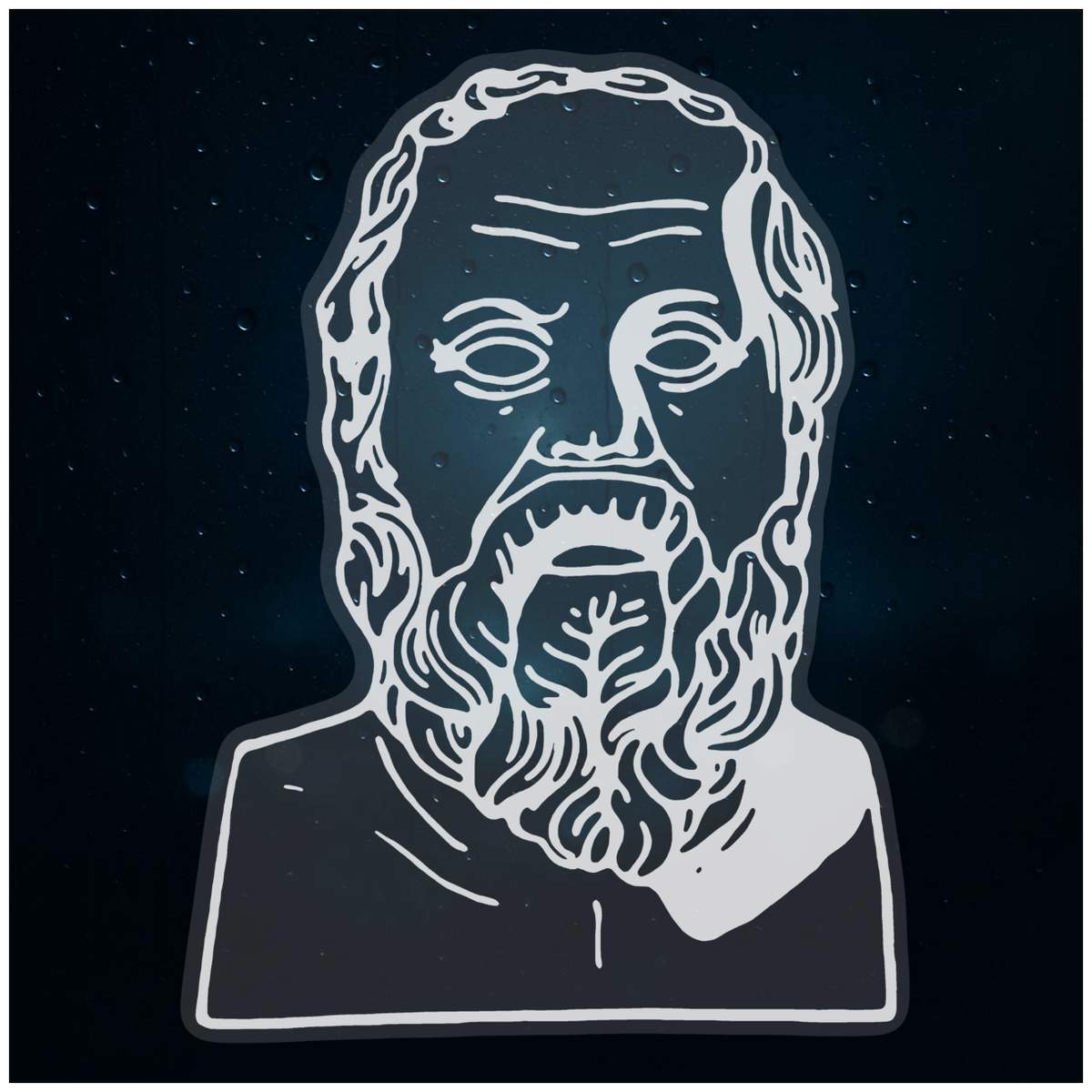 'Socrates Portrait' Static Window Cling - White, 21cm - Reusable Removable Static Cling Decal for Mirrors, Glass Doors and Cars (WC00035162)