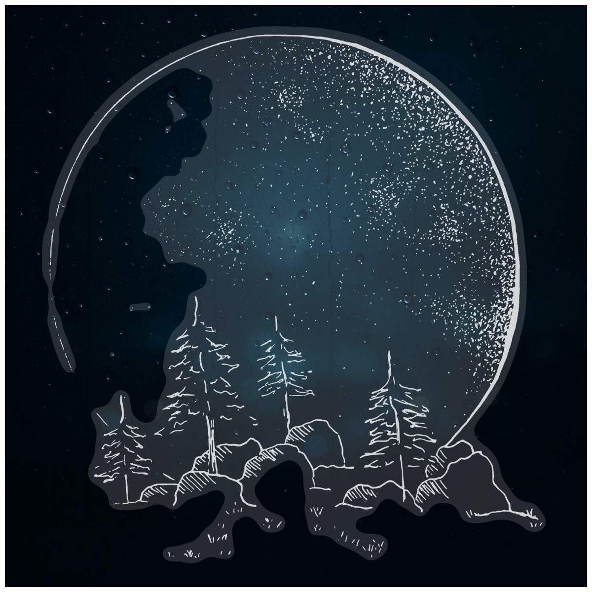 Medium 210mm 'Moon & Trees' Clear Static Window Cling Sticker / Decal (White) (WC00040940)