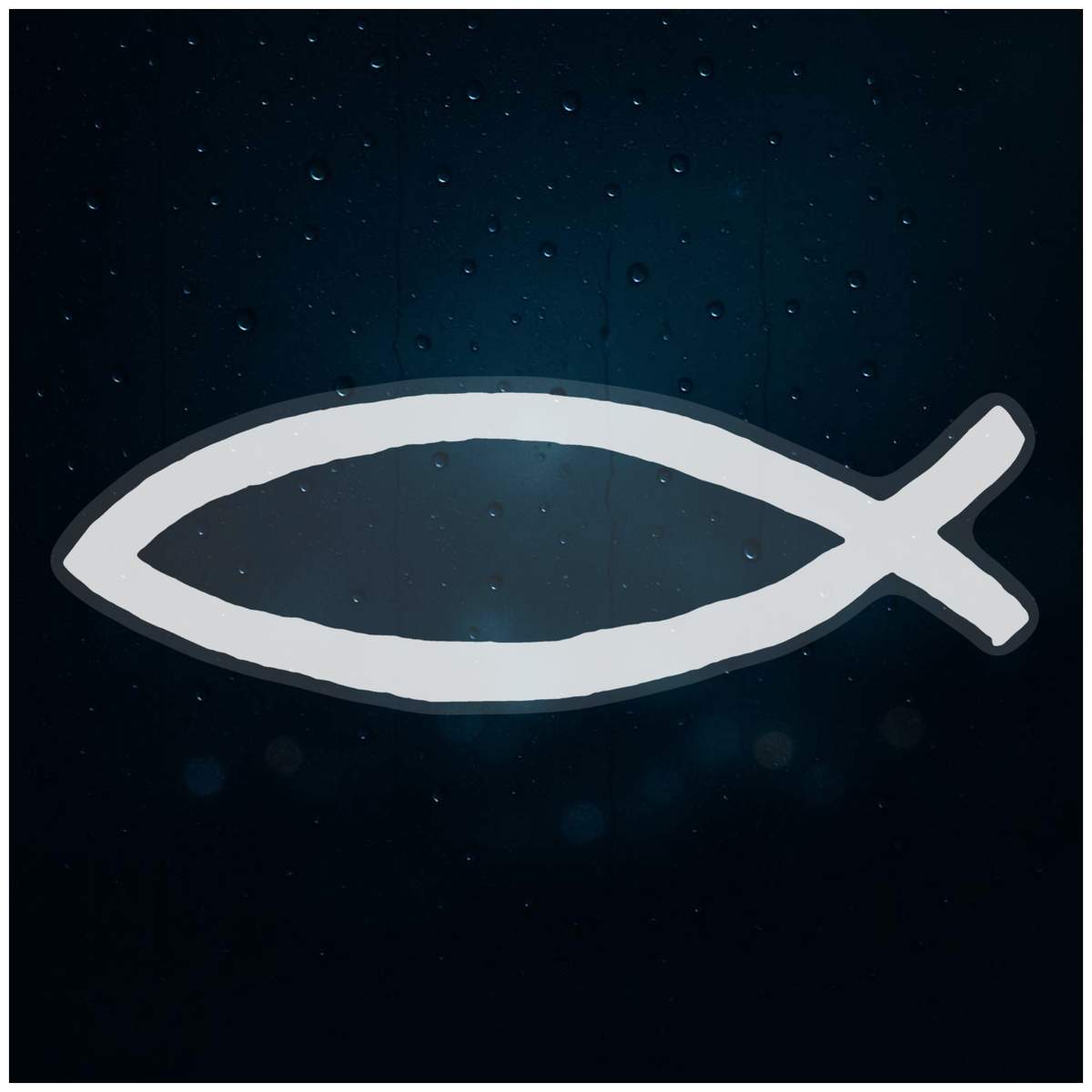 Medium 210mm 'Christian Fish' Clear Static Window Cling Sticker / Decal (White) (WC00047846)