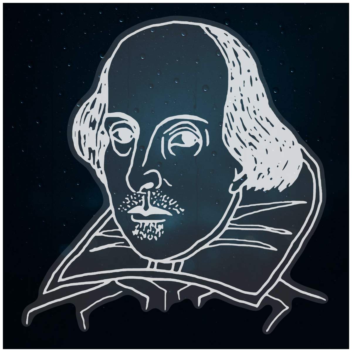 Medium 210mm 'Shakespeare Portrait' Clear Static Window Cling Sticker / Decal (White) (WC00053480)