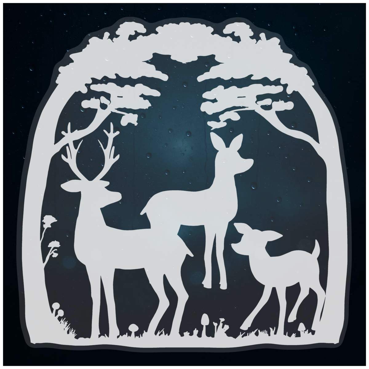 Medium 210mm 'Deer In The Forest' Clear Static Window Cling Sticker / Decal (White) (WC00090673)
