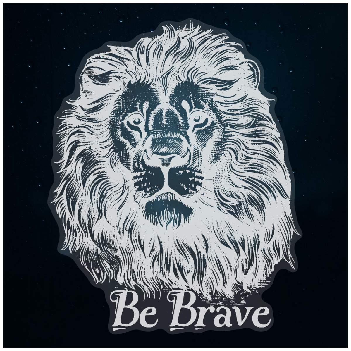 Medium 210mm 'Be Brave with Lion' Clear Static Window Cling Sticker / Decal (White) (WC00102757)