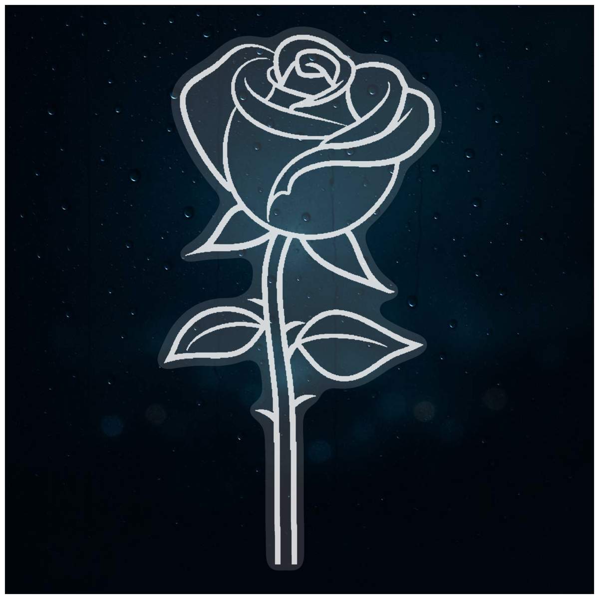 Medium 210mm 'Single Rose' Clear Static Window Cling Sticker / Decal (White) (WC00103039)