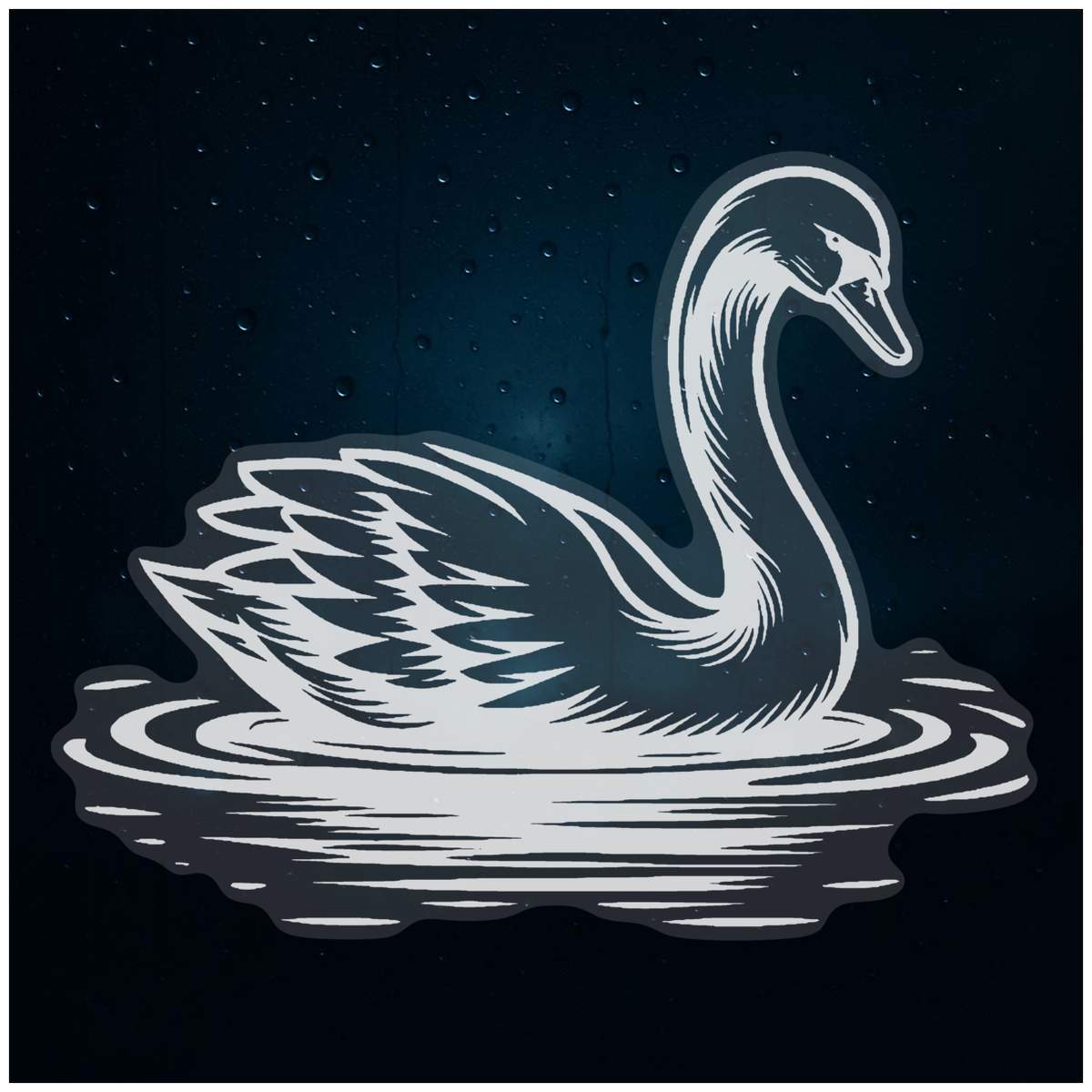 Medium 210mm 'Graceful Swan' Clear Static Window Cling Sticker / Decal (White) (WC00106831)