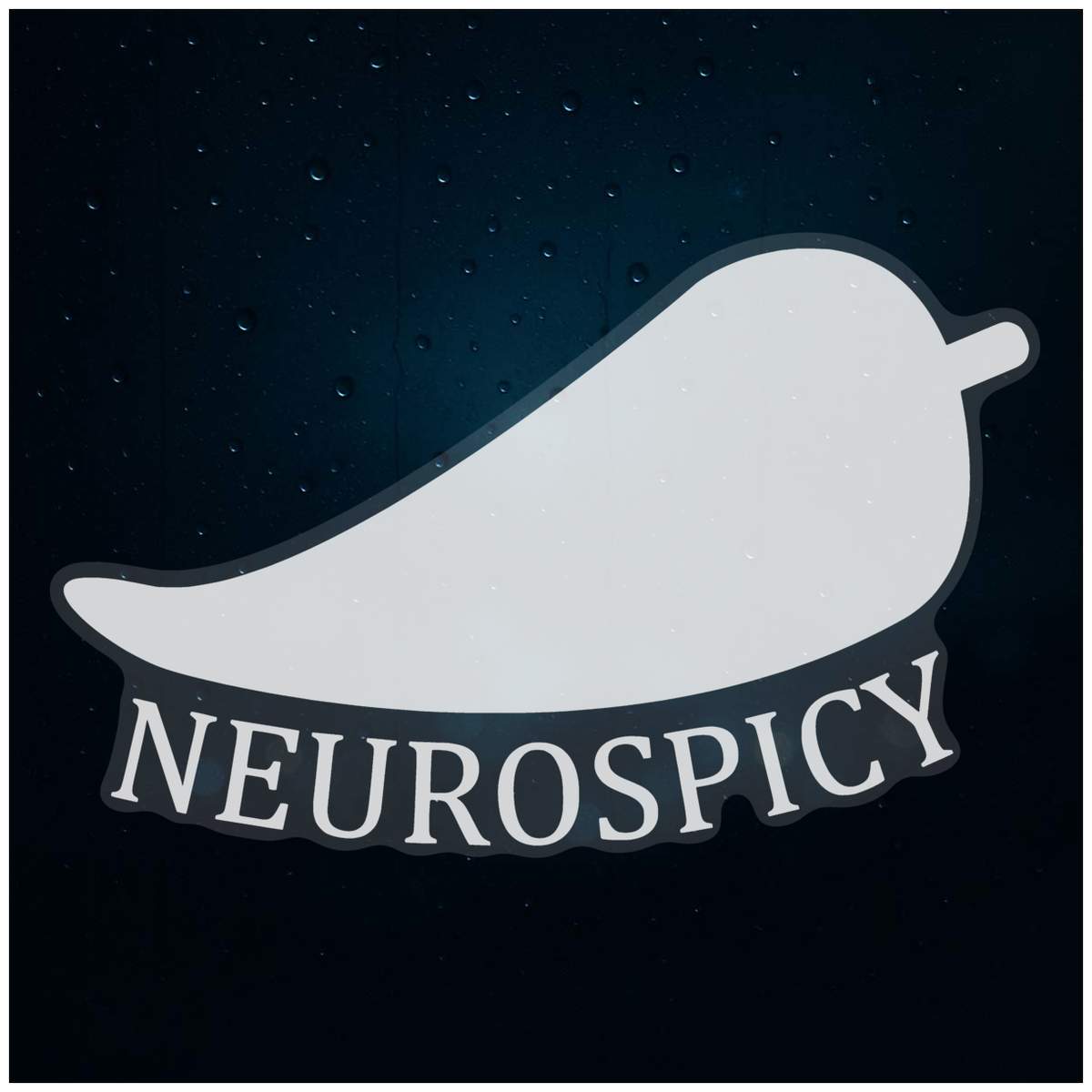 Medium 210mm 'Neurospicy Chili' Clear Static Window Cling Sticker / Decal (White) (WC00117979)