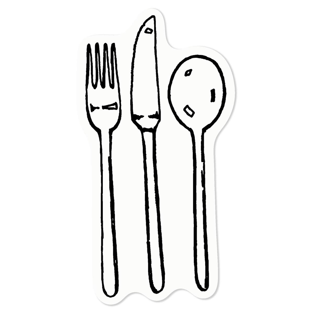 'Cutlery Set' Static Window Cling - Black, 10cm - Reusable Removable Static Cling Decal for Mirrors, Glass Doors and Cars (WC00003556)