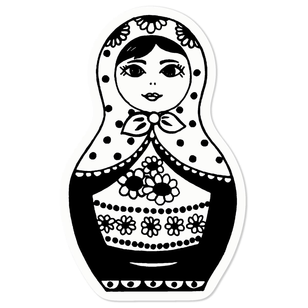 Small 100mm 'Matryoshka Doll' Clear Static Window Cling Sticker / Decal (Black) (WC00004462)