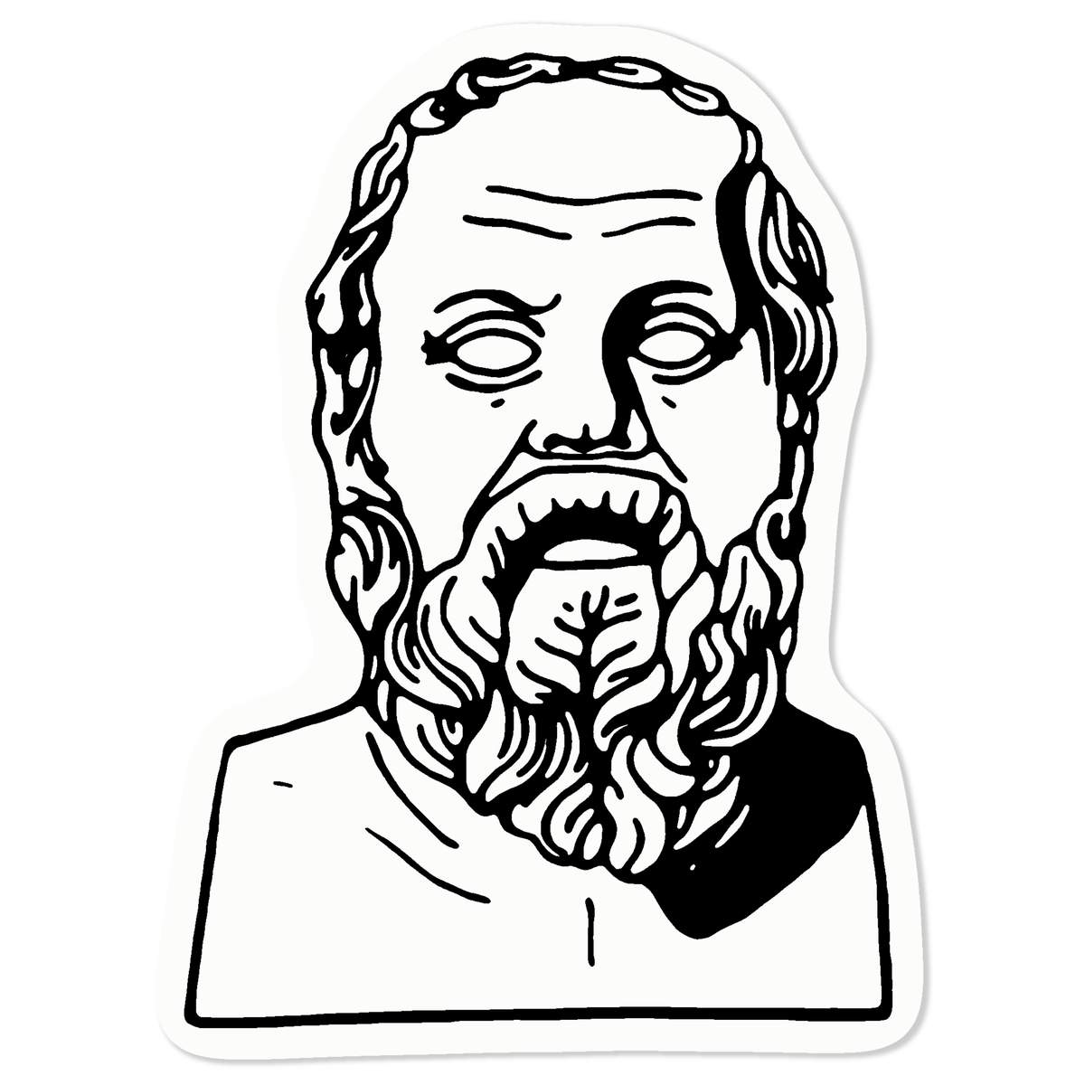 'Socrates Portrait' Static Window Cling - Black, 10cm - Reusable Removable Static Cling Decal for Mirrors, Glass Doors and Cars (WC00035164)