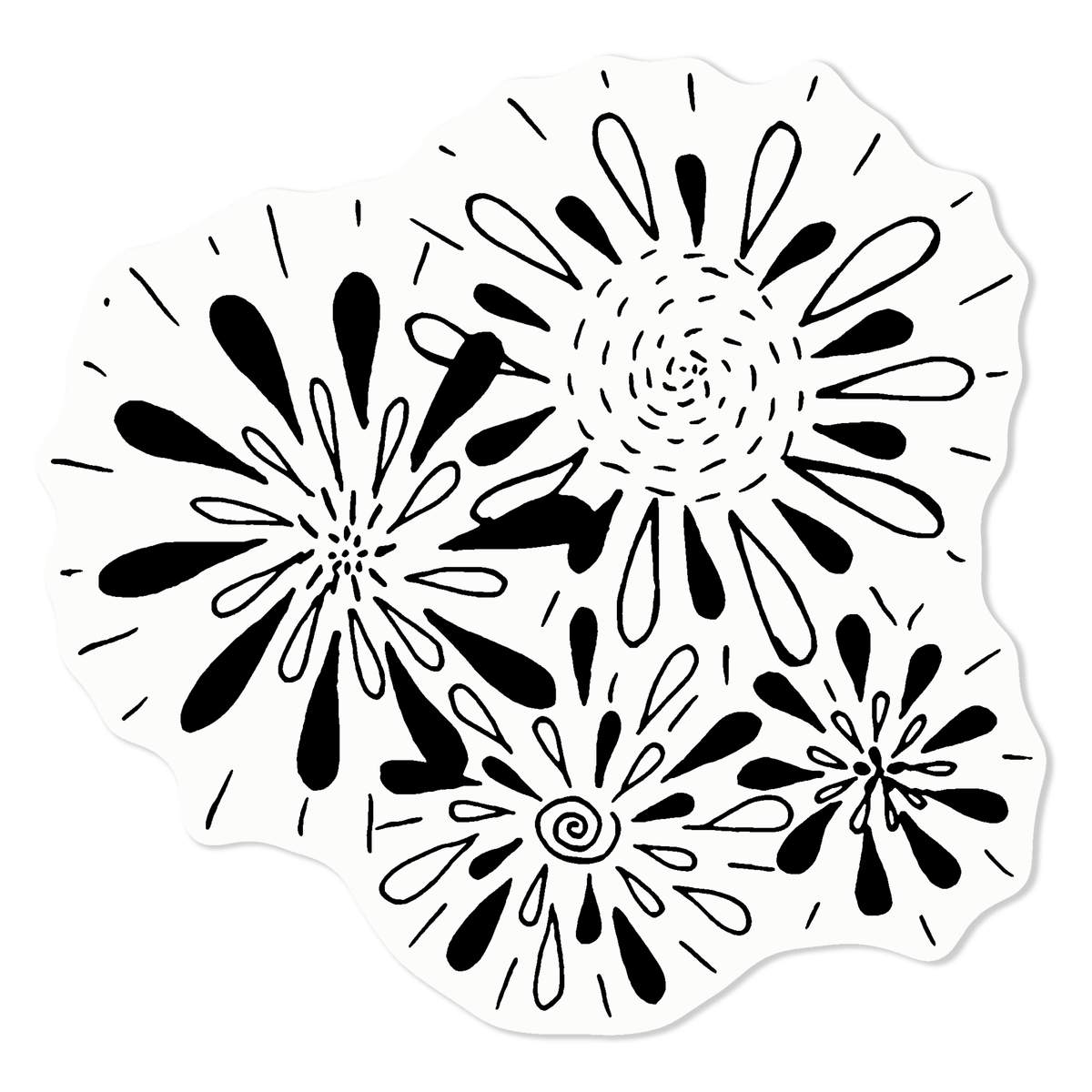 'Fireworks Display' Static Window Cling - Black, 10cm - Reusable Removable Static Cling Decal for Mirrors, Glass Doors and Cars (WC00041578)