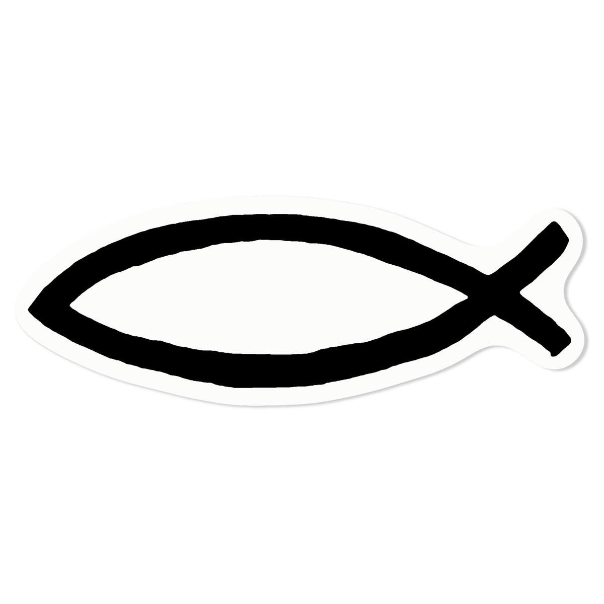 Small 100mm 'Christian Fish' Clear Static Window Cling Sticker / Decal (Black) (WC00047848)