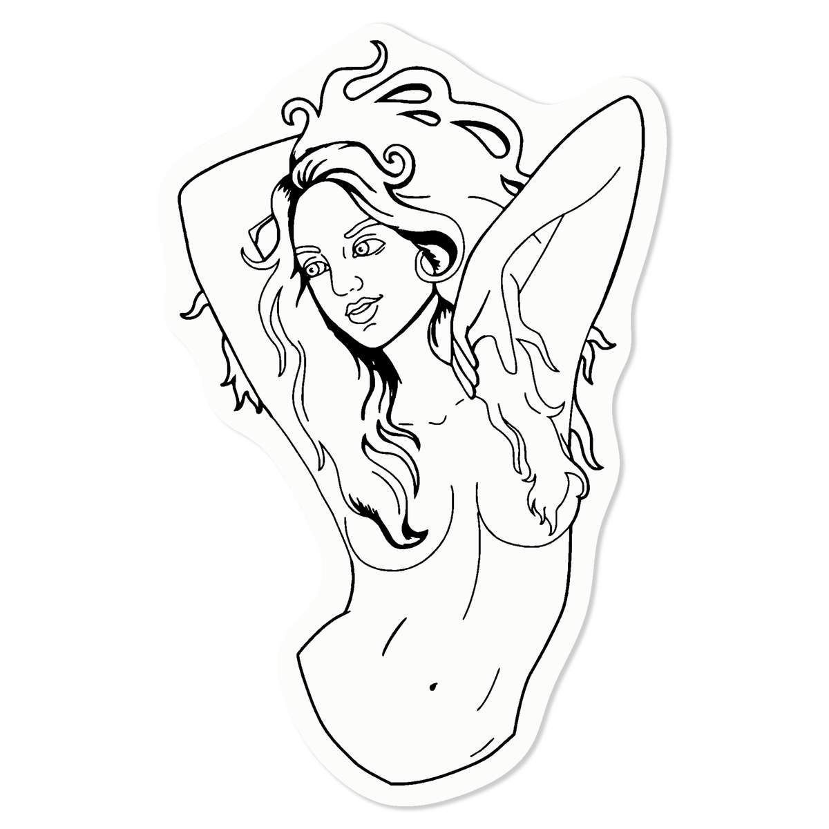Small 100mm 'Beautiful Woman' Clear Static Window Cling Sticker / Decal (Black) (WC00051088)