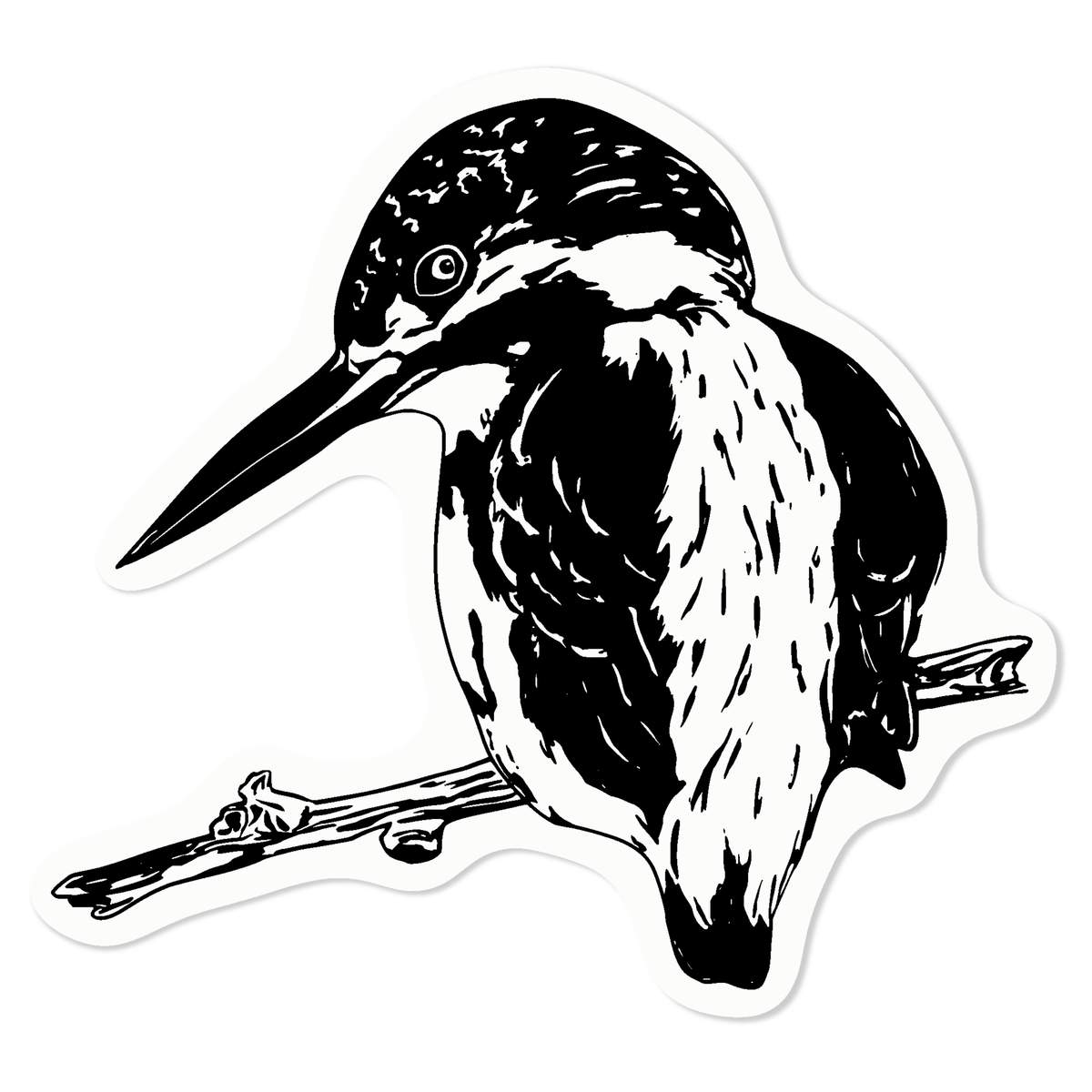 'Kingfisher' Static Window Cling - Black, 10cm - Reusable Removable Static Cling Decal for Mirrors, Glass Doors and Cars (WC00062014)