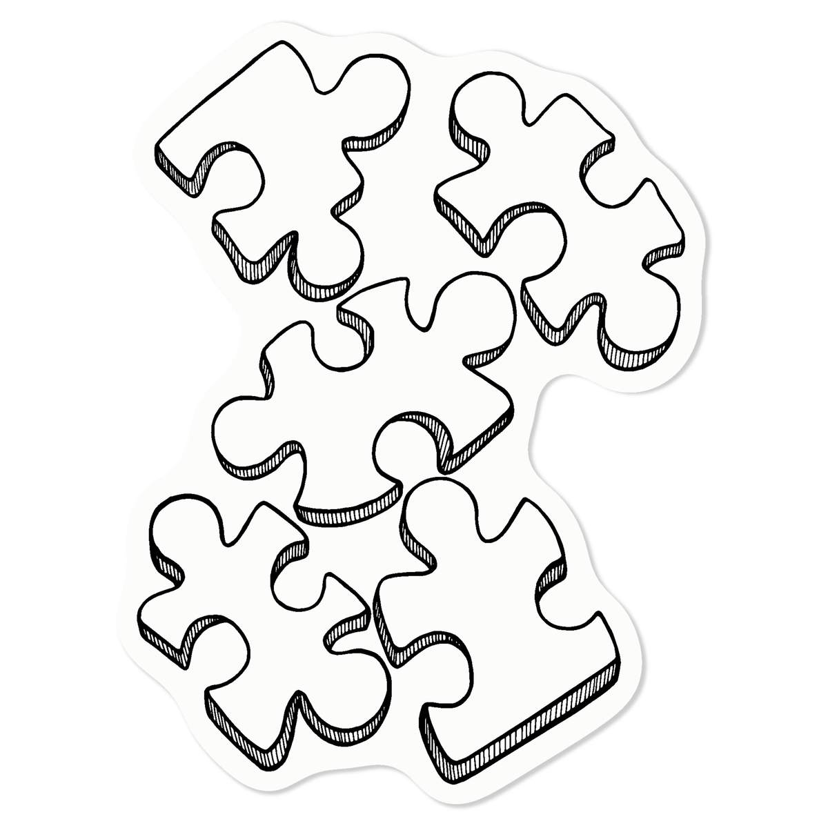 Small 100mm 'Jigsaw Pieces' Clear Static Window Cling Sticker / Decal (Black) (WC00066184)