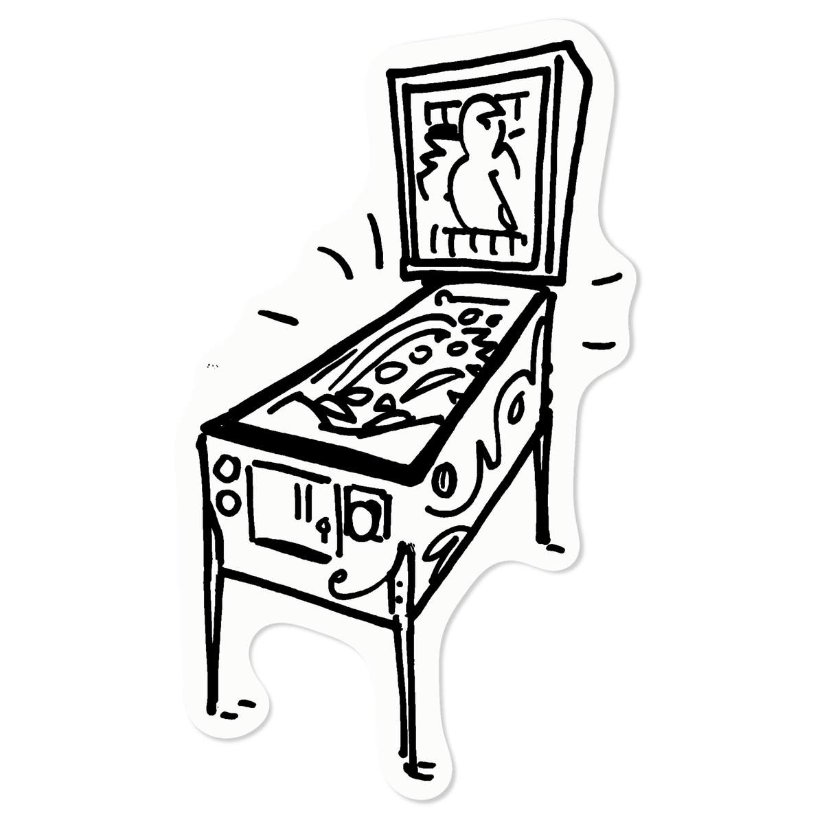 Small 100mm 'Pinball Machine' Clear Static Window Cling Sticker / Decal (Black) (WC00068350)