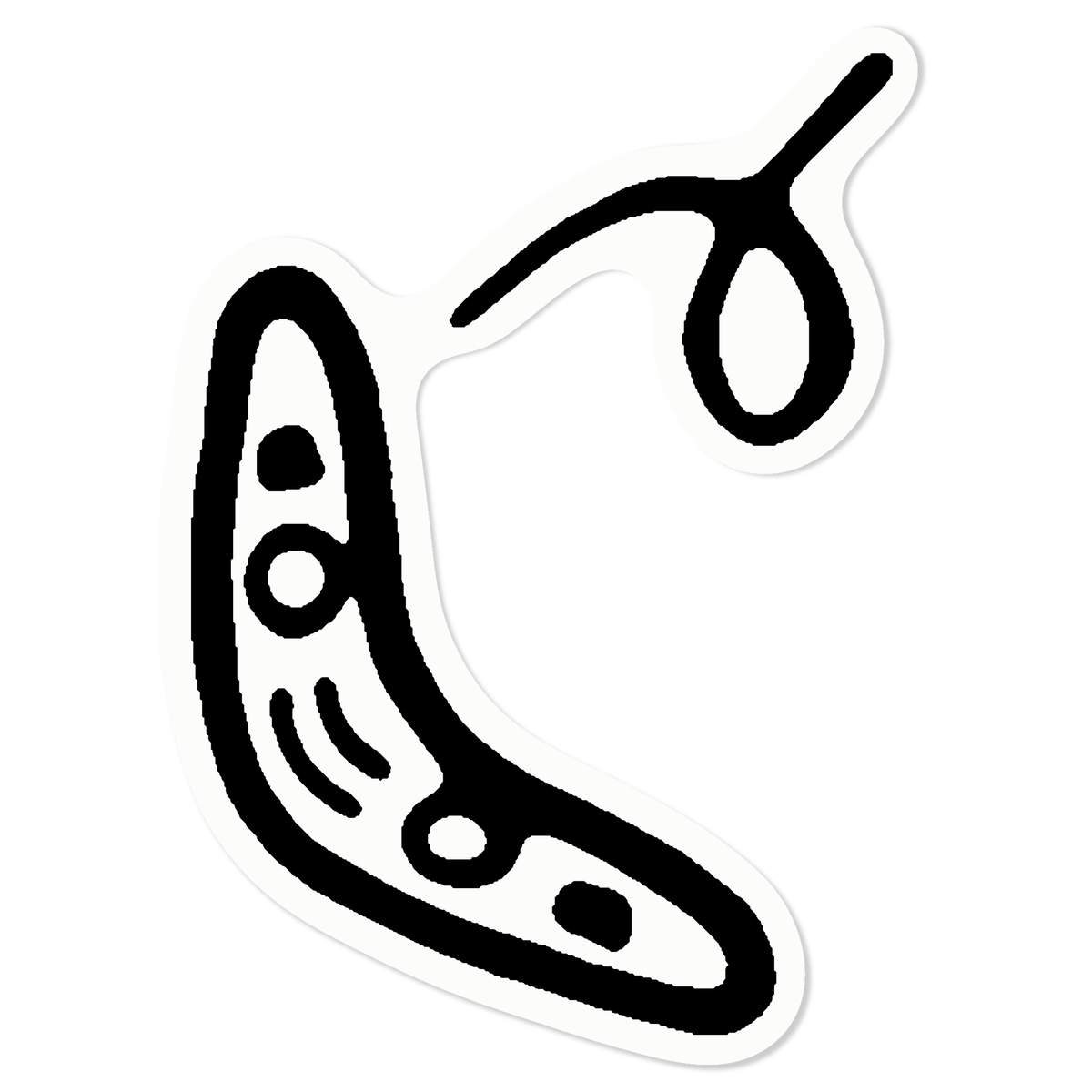 Small 100mm 'Flying Boomerang' Clear Static Window Cling Sticker / Decal (Black) (WC00078790)