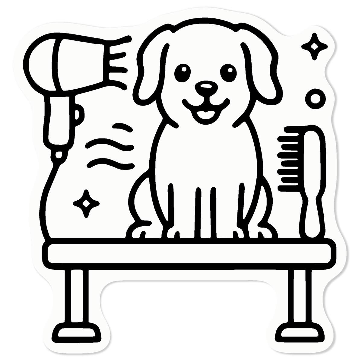 'Dog Grooming Station' Static Window Cling - Black, 10cm - Reusable Removable Static Cling Decal for Mirrors, Glass Doors and Cars (WC00162386)