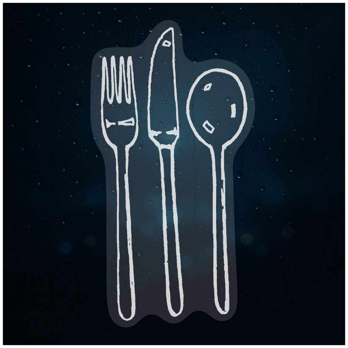 'Cutlery Set' Static Window Cling / Decal - Removable Decal for Mirrors, Glass Doors and Cars (WC002704)