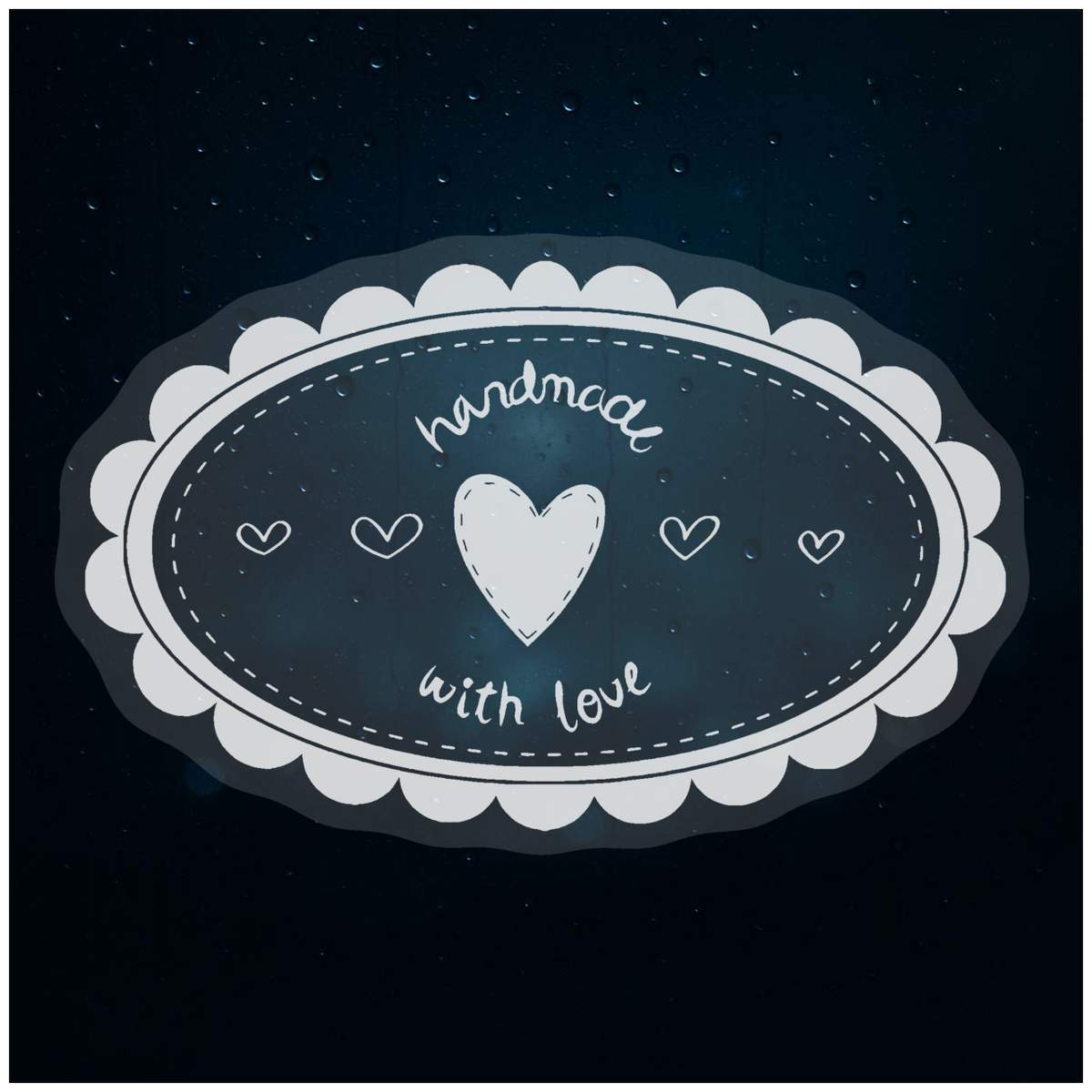 'Handmade With Love Oval' Static Window Clings / Stickers (WC005445)