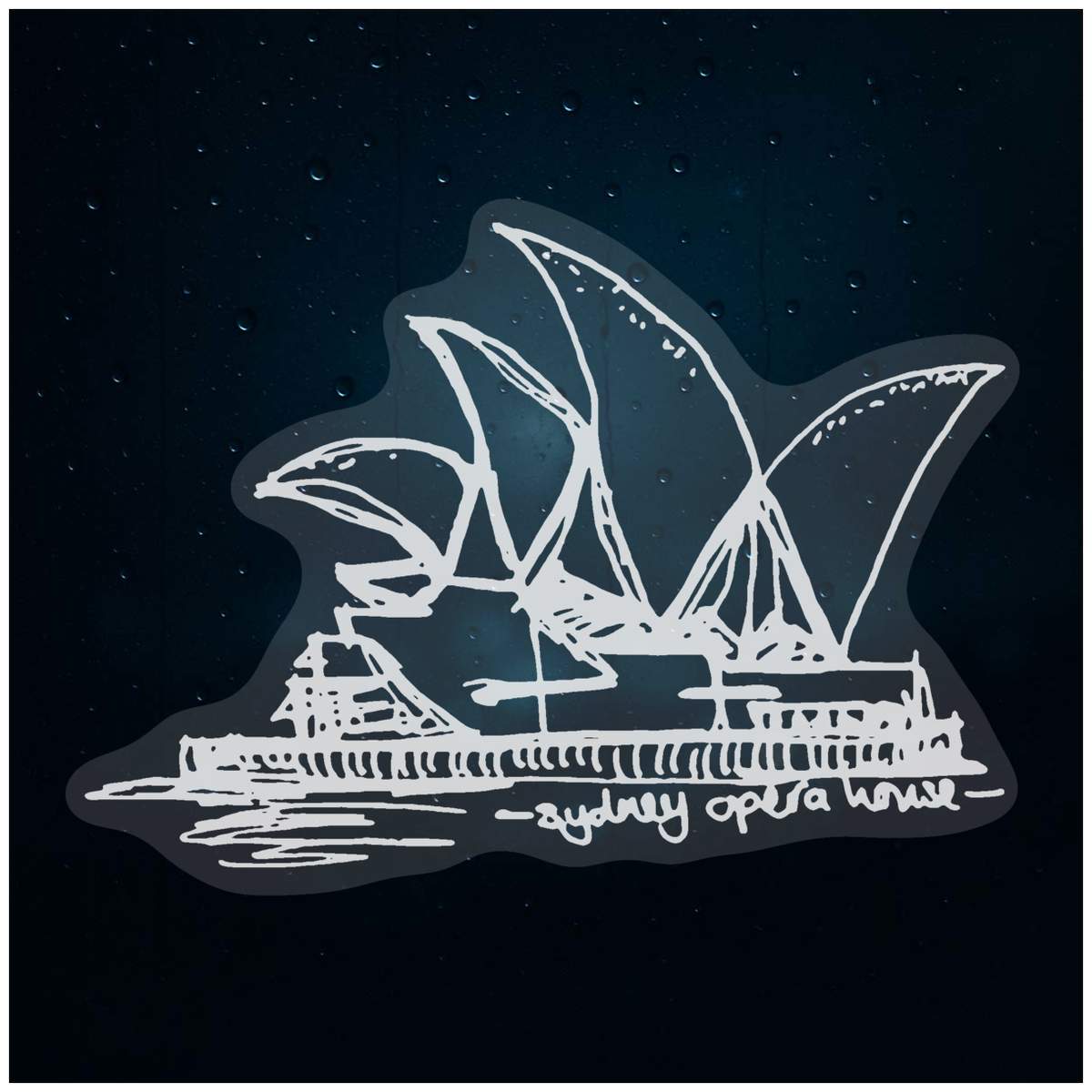 'Sydney Opera House' Static Window Cling / Decal - Removable Decal for Mirrors, Glass Doors and Cars (WC005613)
