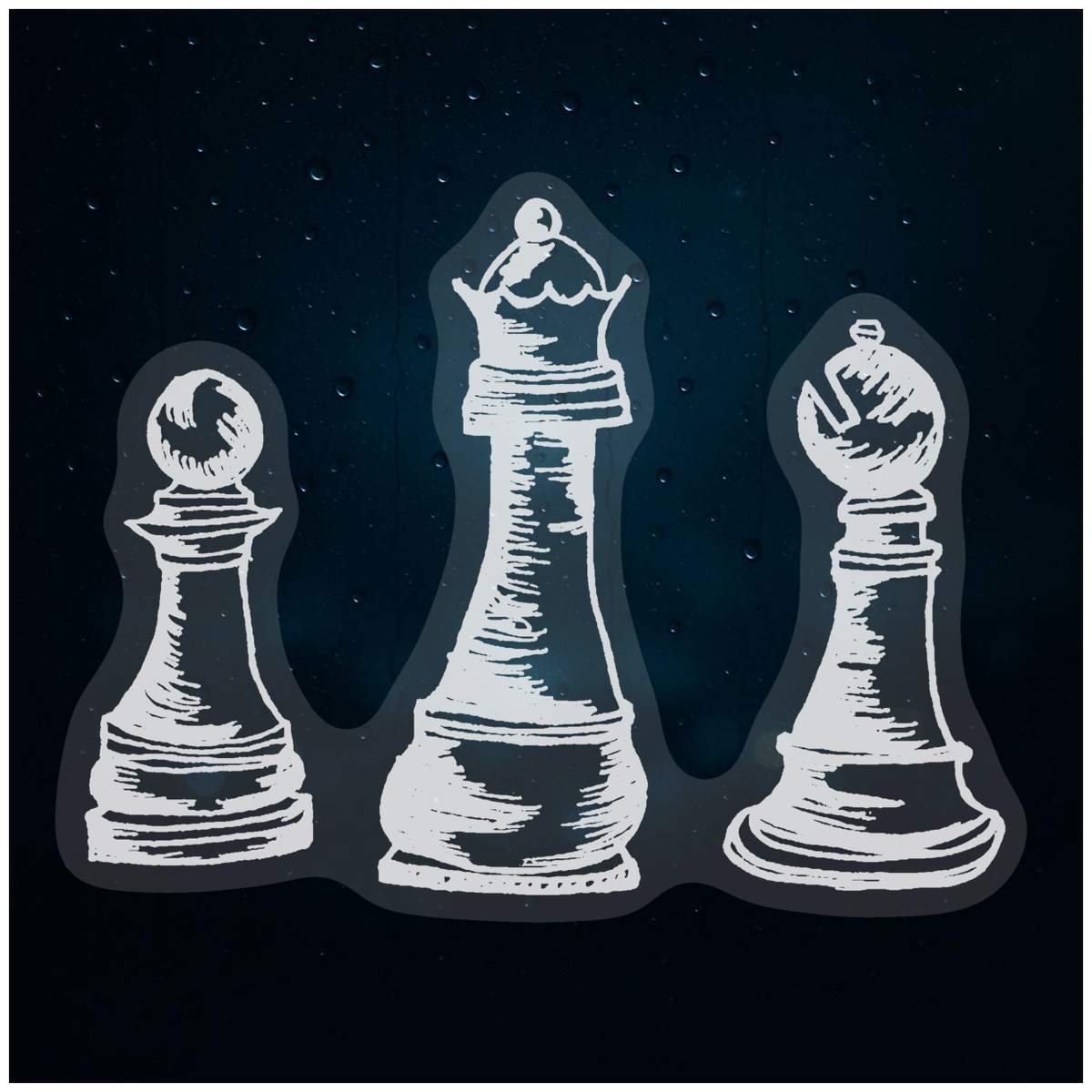 'Chess Piece Trio' Static Window Clings / Stickers (WC011310)