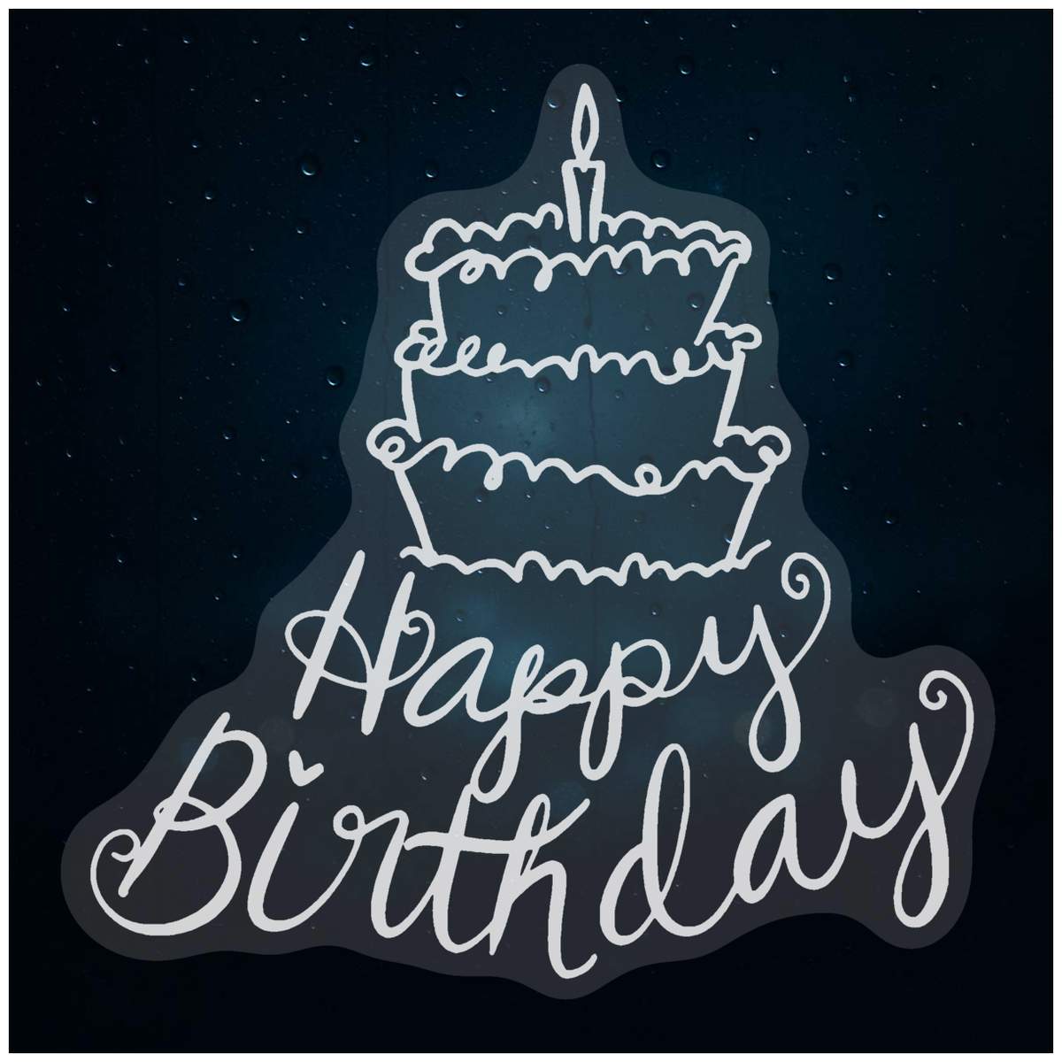 Small 100mm 'Happy Birthday Cake' Clear Static Window Cling Sticker / Decal (White) (WC00024241)
